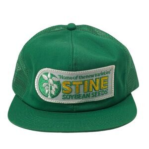 Vintage K-Products Stine‎ Soybean Seeds Mesh Back Snapback Hat Green